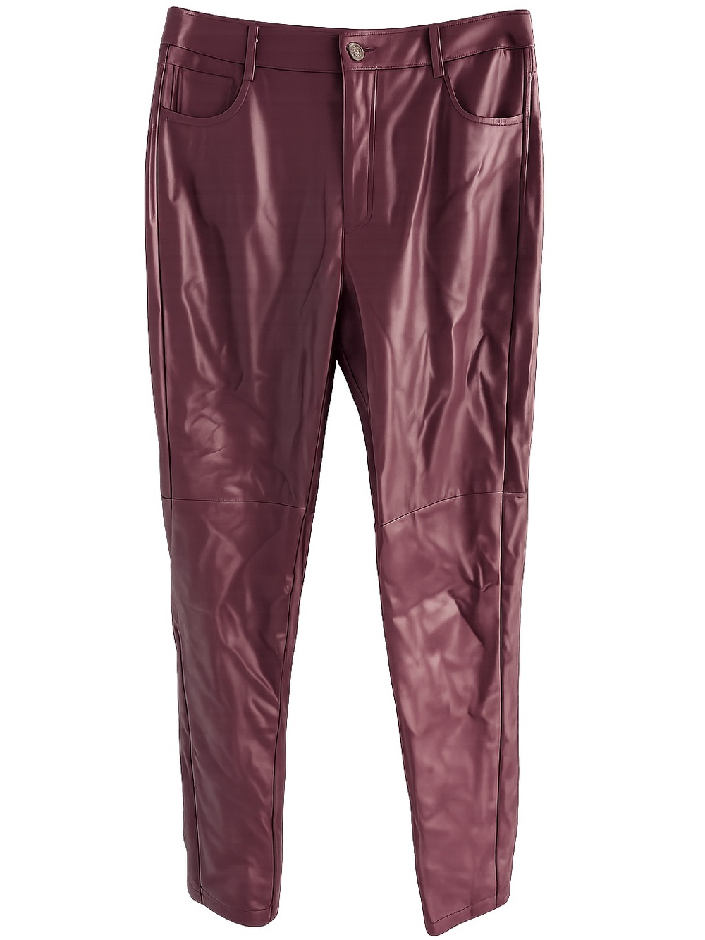 Joe Fresh Plum Burgundy Faux Leather Straight Leg Pants 12